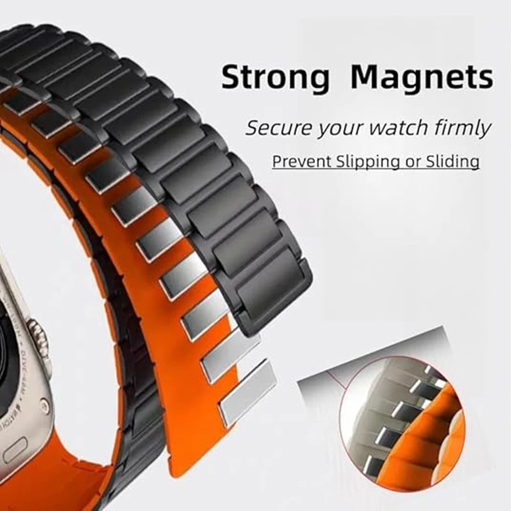 Magnetic Link Bracelet for Apple Watch Band 45mm 44mm 40mm 49mm 42mm 41mm 38mm correa iWatch Series 9 8 7 6 5 4 3 Se ultra strap