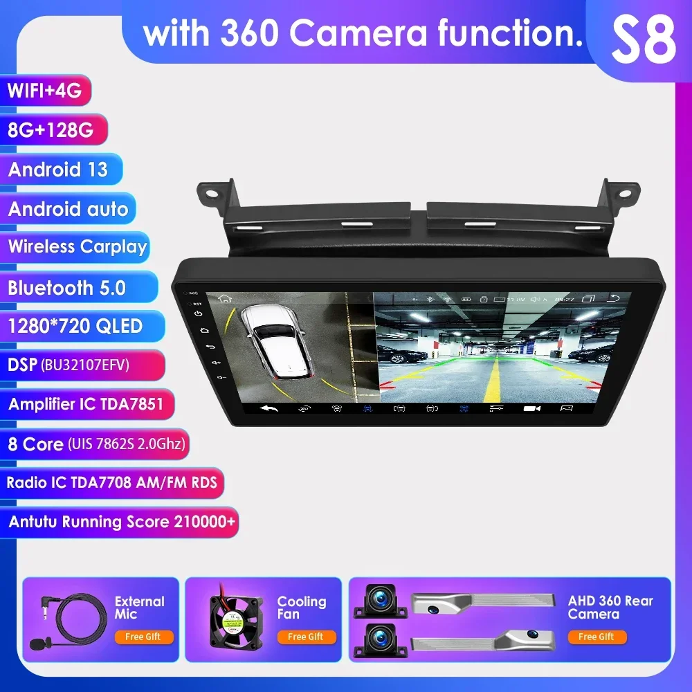 360Camera 2din Android 13 Auto Multimedia Gps Speler Voor Fiat 500 2016 - 2019 Carplay 4G-Let Intelligent Scherm Autoradio 7862