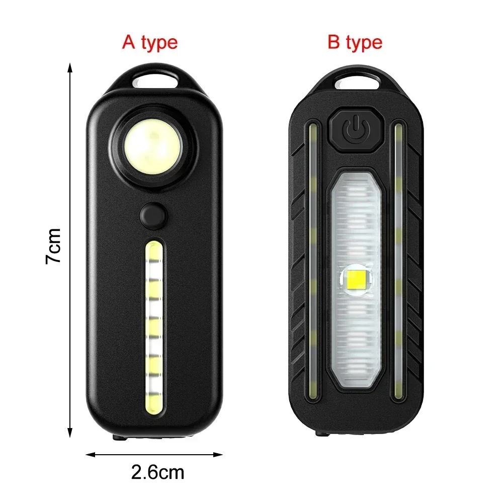 1/2pcs Mini Thin Flashlight Tactical Police Shoulder Light USB Type-C Rechargeable Bicycle Taillight Helmet Lamp Keychain Light