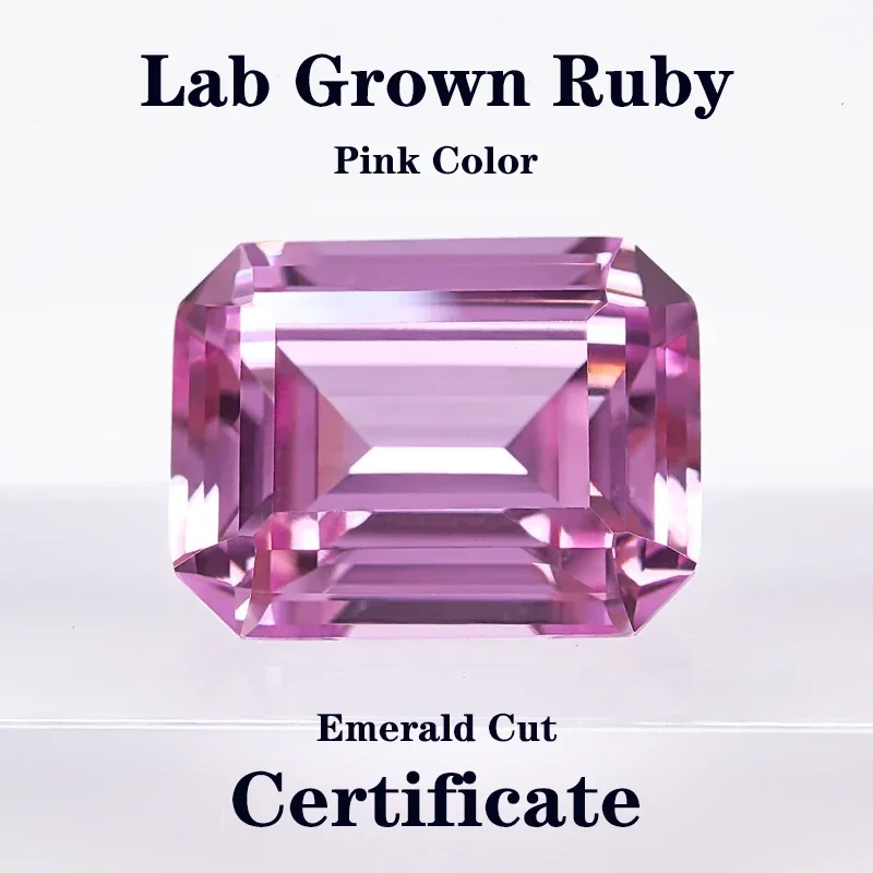 

Emerald Cut Pink Color Lab Grown Sapphire Charms Gemstone Advanced DIY Jewelry Rings Earrings Making with Certificate