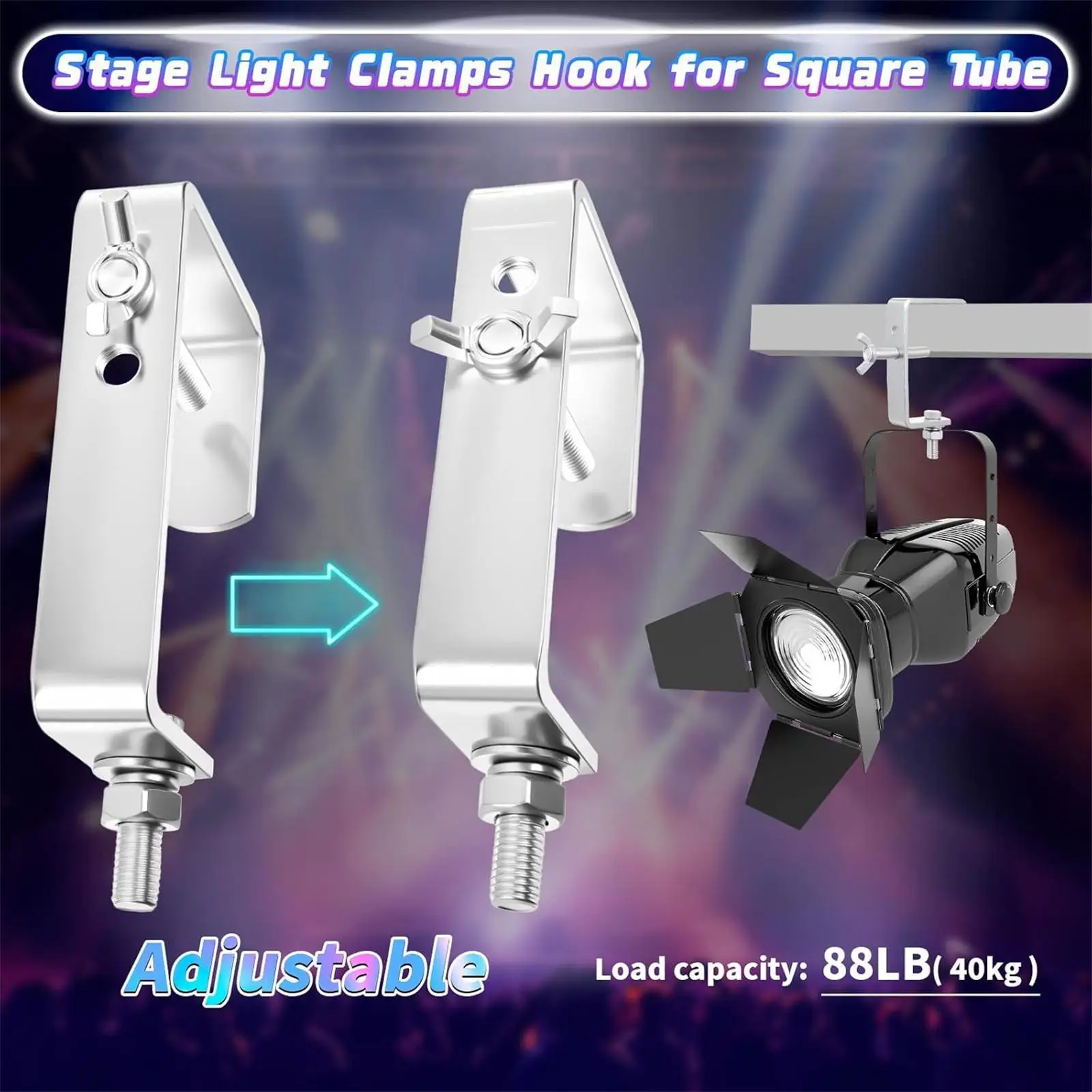 4Pcs Stage Light Clamp Premium Rotatable Bar Hook Lightweight DJ Light Clamp