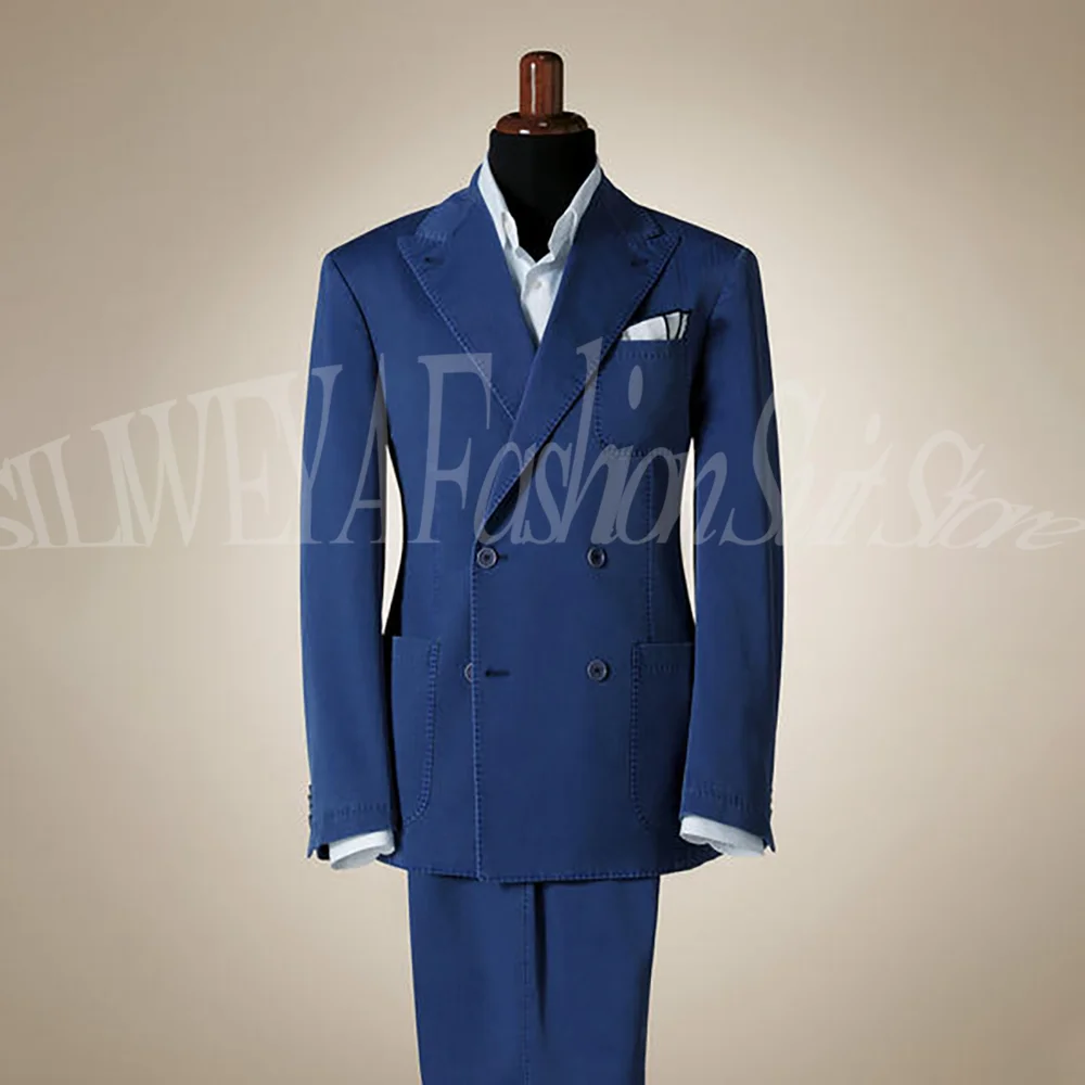 

Business Causal Suits For Men Peak Lapel Double Breasted 2 Pieces Jacket Pants Traje De Hombre Elegante Slim Fit Fashion Terno