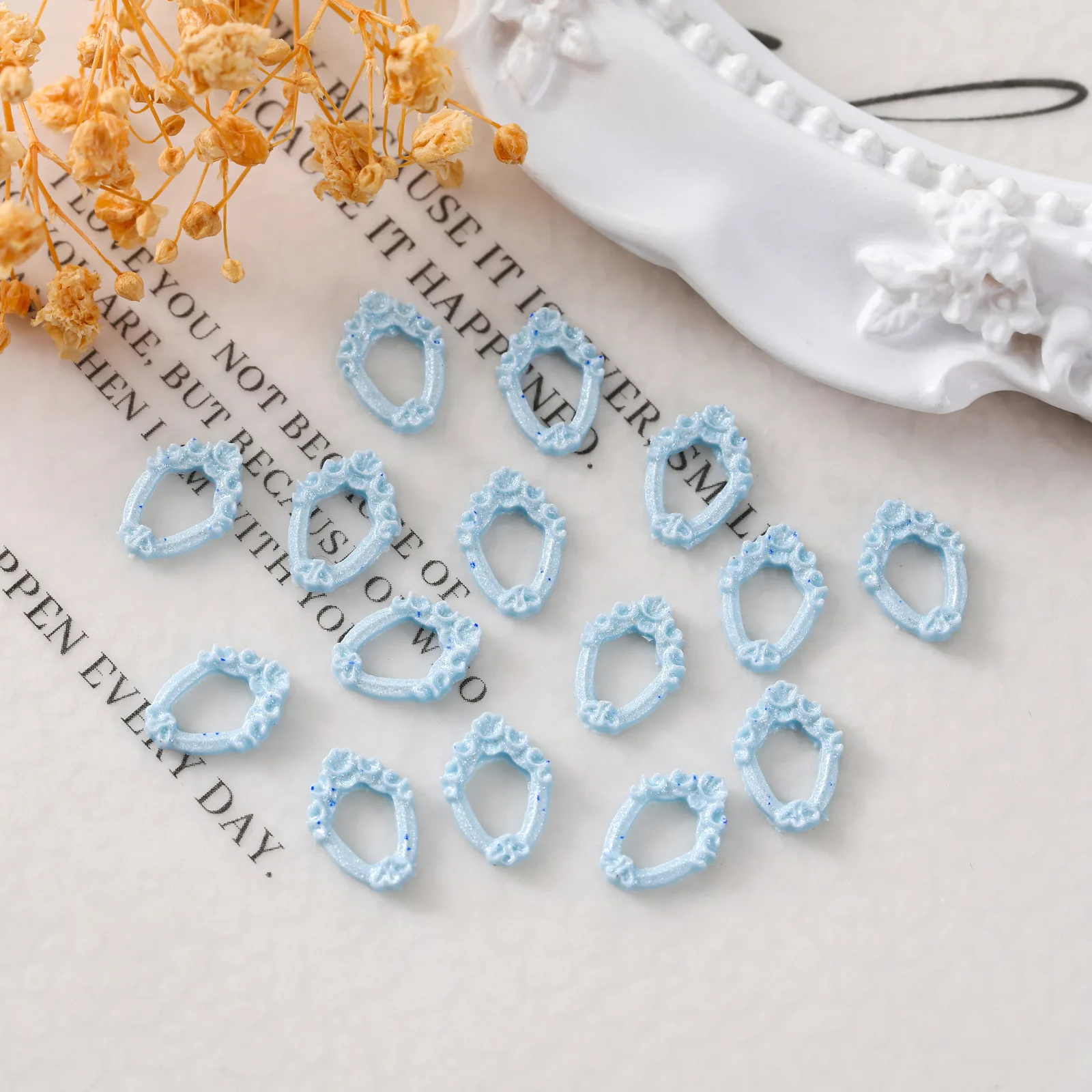 50pcs Photo Frame Nail Art Accessories Colorful Rhombus Resin Diy Nail Art Phone Case Hairpin Decorations Accessories