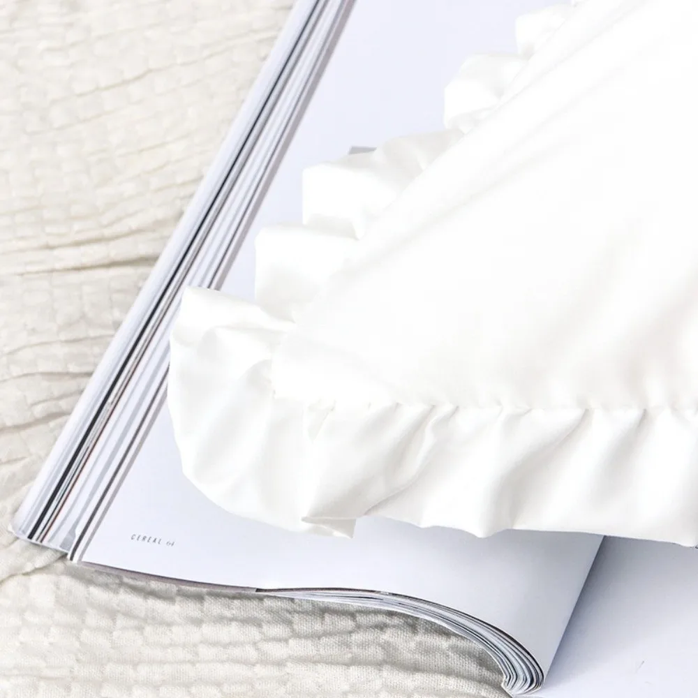 Cozy White Princess Pillowcase Soft with Ruffles Decorative Pillow Cover Sweatproof Multiple Sizes Pillow Core Protector