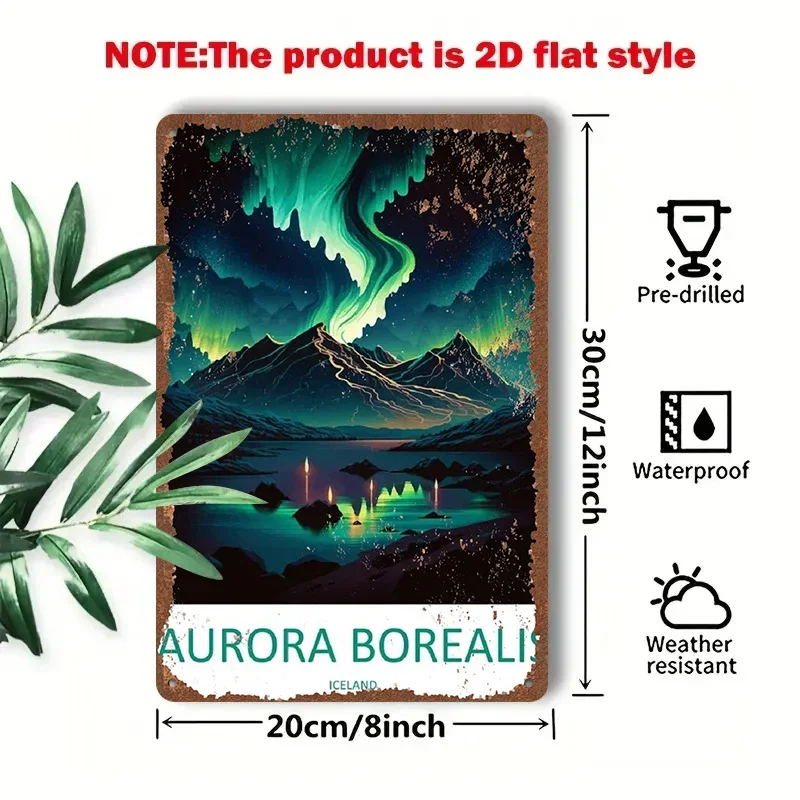 2D Flat - 1pc 2D [Flat] Metal Sign [Vintage Tin Sign] 8X12 Inches / 20X30 Cm, Depicting The Magnificent Scene of The Northern Li