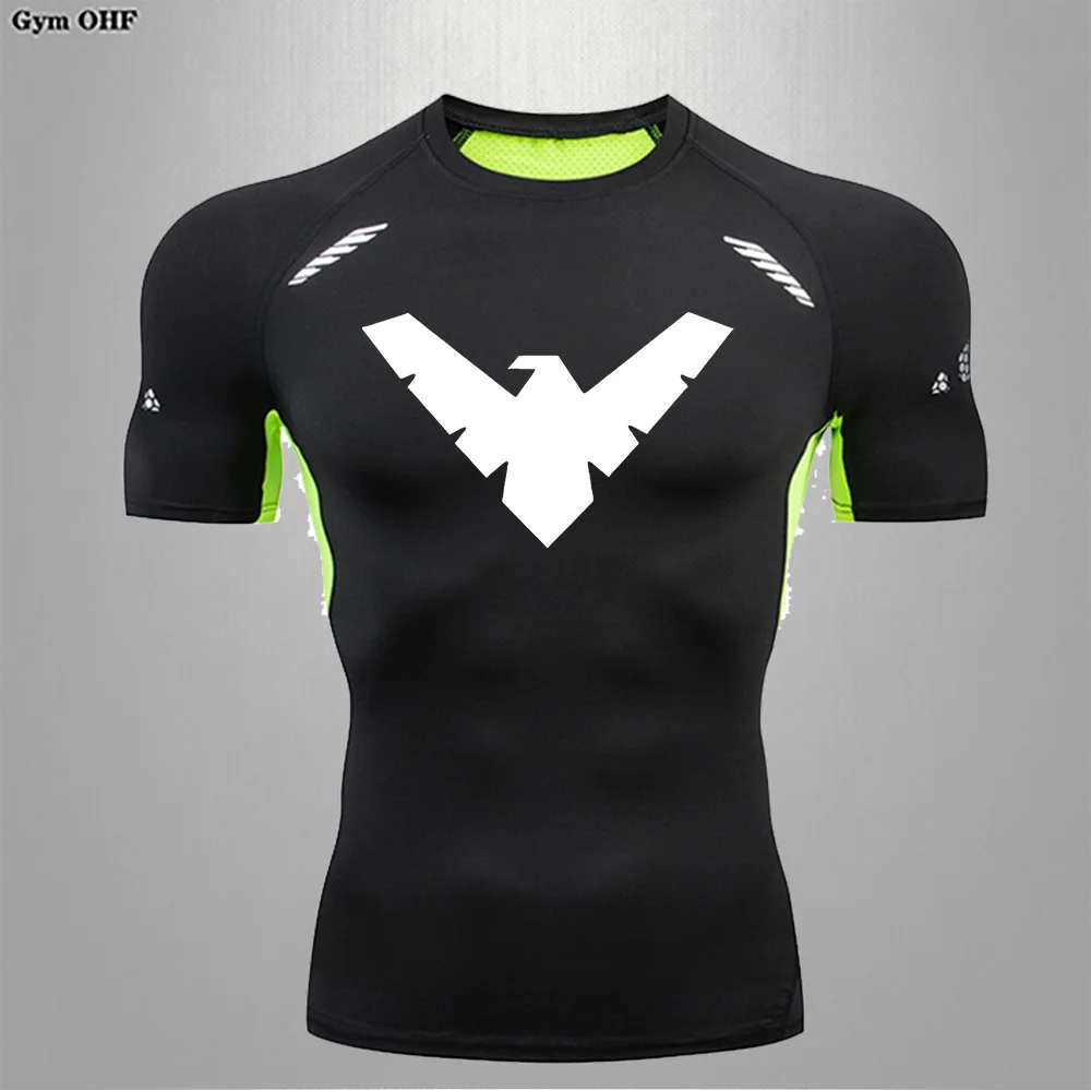 Men Compression Shirts Short Sleeve Rashguard Tight SportswearT Shirt Men Rashguard Running Gym Jogging Training Sport Shirt