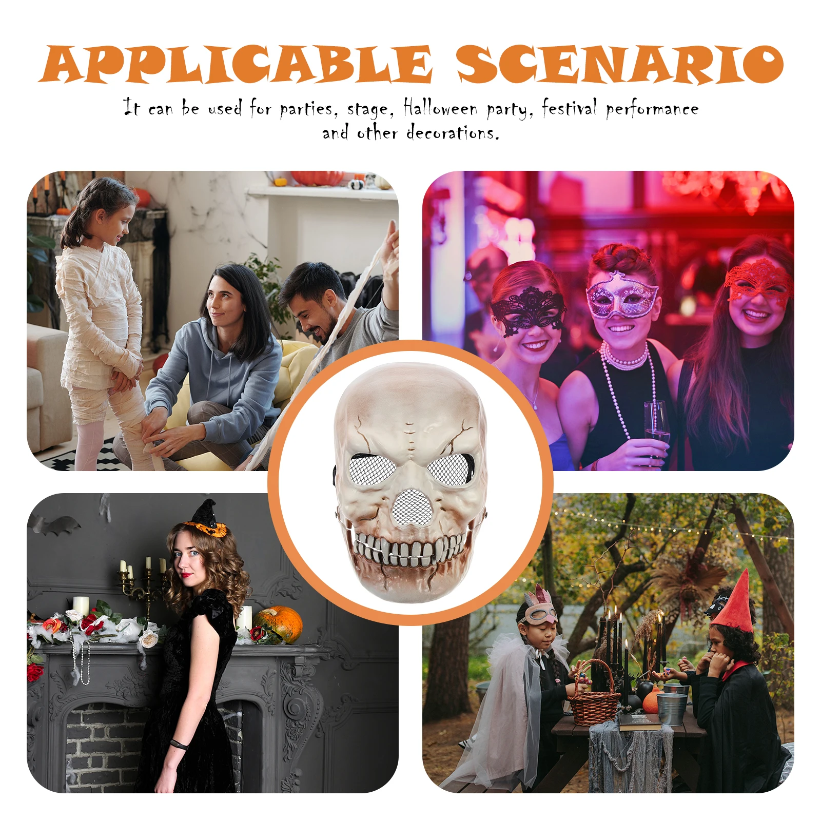 Crânio máscara de decoração facial para palhaço de Halloween assustador haloween plástico horrível criança o