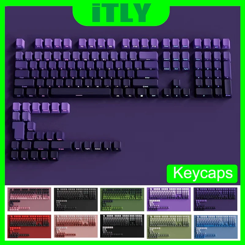 

PBT Double Shot OEM Profile Keycaps Gradient Side Printed Backlit Backlight Keycaps for MX Switches Gaming Keyboard 130+key Caps