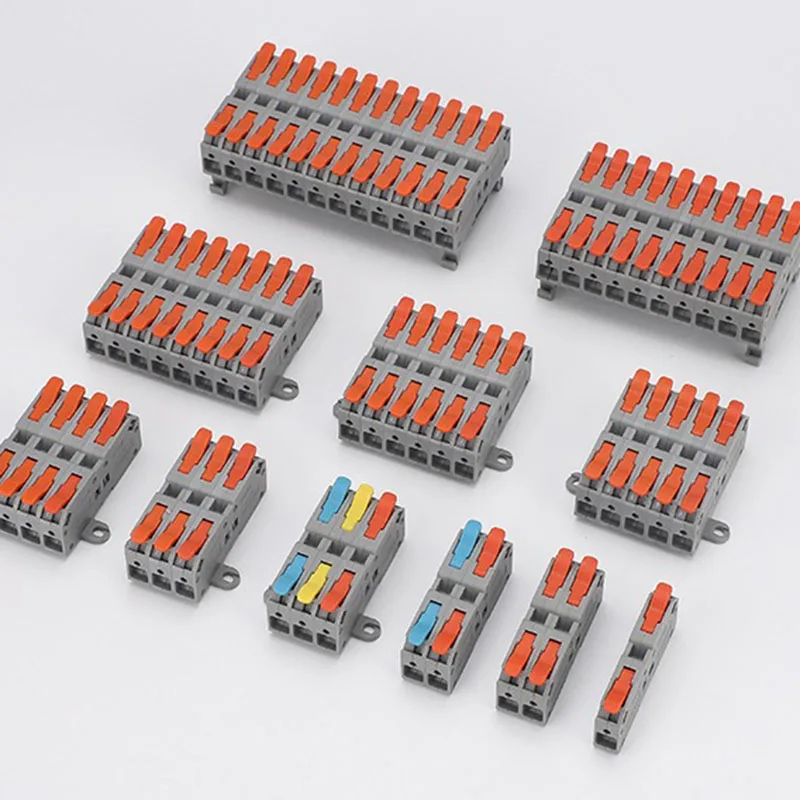 

5Pcs Quick Wire Connectors high-power 6mm2 DIN Rail type Terminal 2 3 5 Pin With Lever Push-In Terminal Block Universal Compact