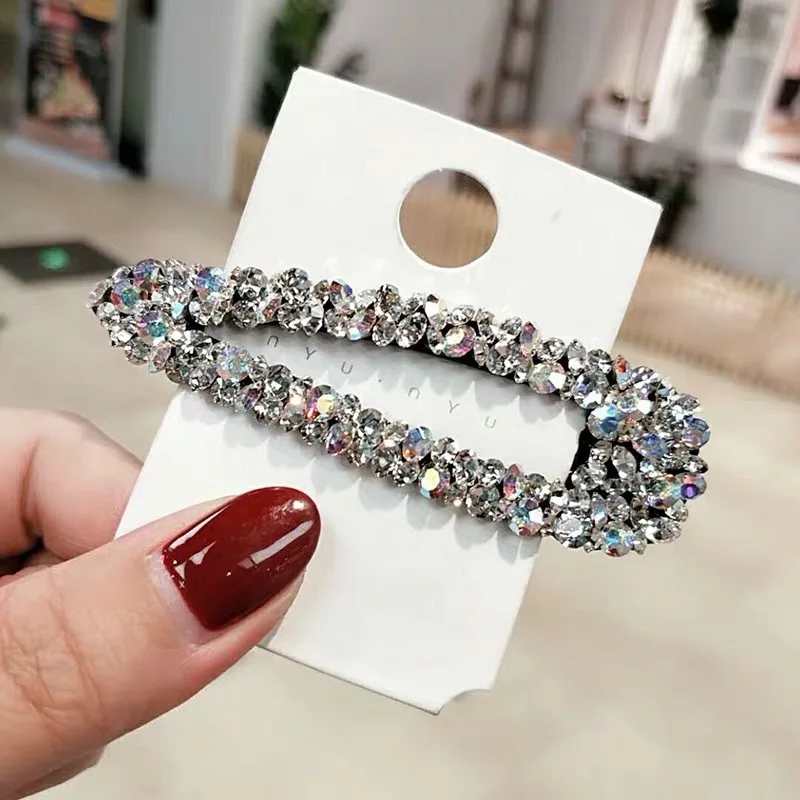 Pinzas para el pelo BB elegantes con diamantes de imitación brillantes, pasadores de cristal para mujeres y niñas, accesorios para el cabello,