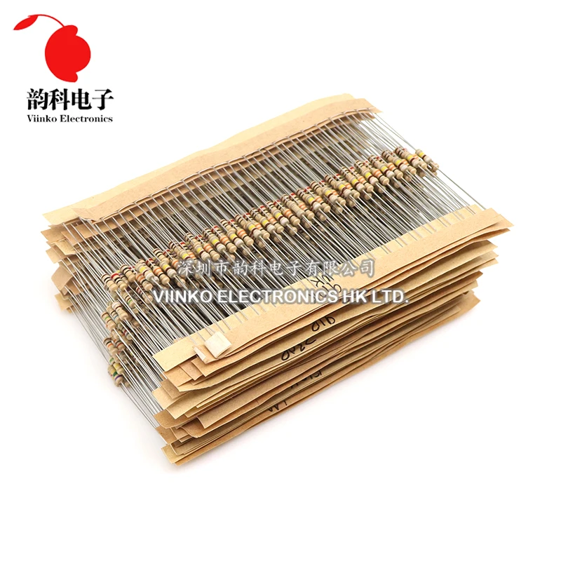 860pcs 1/4W Carbon Film Resistor Kit 5% Resistance Assorted Set 43valuesX20pcs 1R - 1M Ohm 0.25W Sample Pack