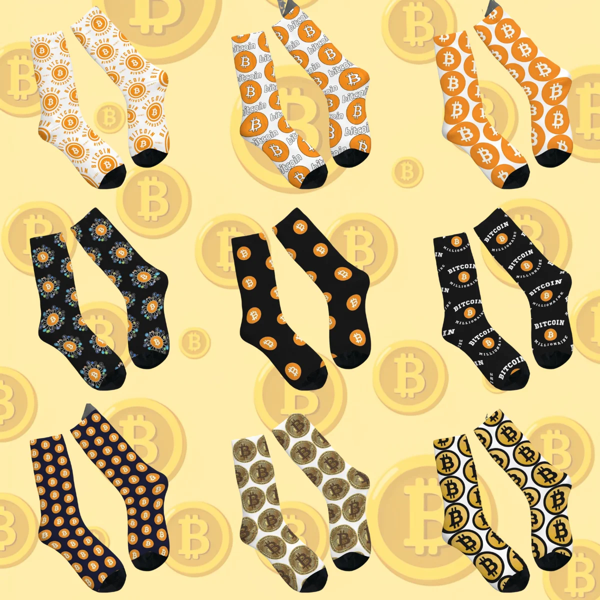 Bitcoin Cryptocurrency Stockings Bitcoin BTC Funny Socks Autumn Anti Sweat Socks Adults Men Running Sports Comfortable Sock