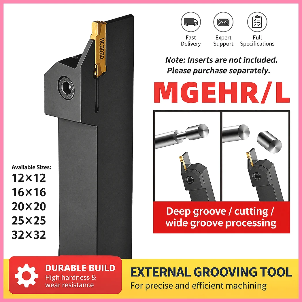 MGEHR Series Grooving Tool Holder 1212 1616 2020 2525 Slotting Turning Tool for Carbide MGMN Insert, CNC Lathe Cut-Off, Exter