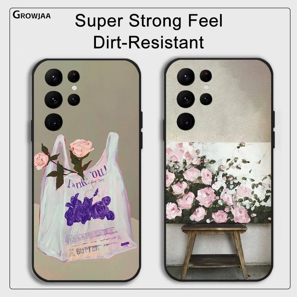 Oil Painting Bouquet Phone Case for Samsung Galaxy S24 Ultra S22 S23 Ultra S21 S20 Shockproof Soft Bumper Cover