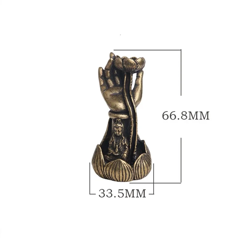 Brass Antique Buddha Hand Lotus Backflow Incense Home Decoration Incense Figurines Creative Miniatures Copper Office Ornaments