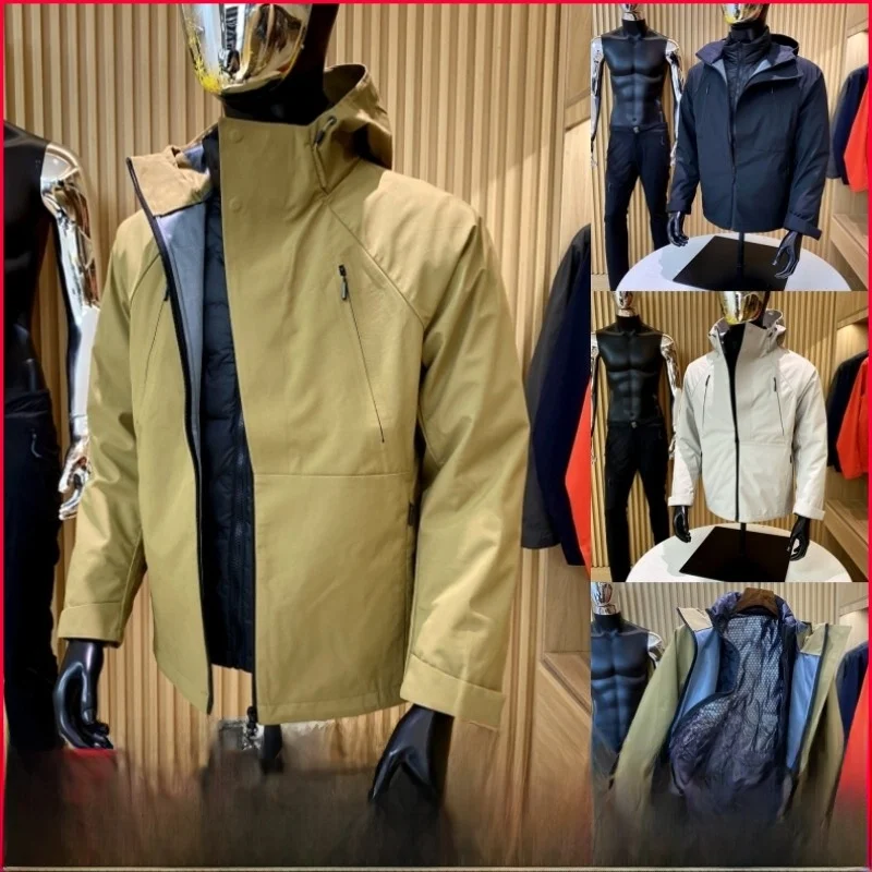 

Съемный пуховик «два в одном», мужской уличный зимний ветрозащитный, водонепроницаемый, на подкладке, на молнии, с капюшоном, Thiened Youth Sle