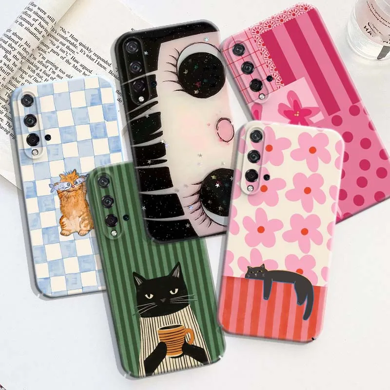 Capa Dura para Celular com Desenhos Animados de Gatos e Cães para Honor Play Magic 8 7 6 X9d X9c X9 X8b X8A X8 500 200 X50 X60 Lite GT Pro