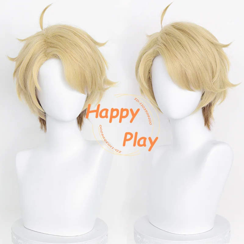 

Synthetic ES Narukami Arashiy Cosplay Wig 30cm Yellow Brown Wigs Heat Resistant Hair For Halloween Christmas Role Play Anime Wig