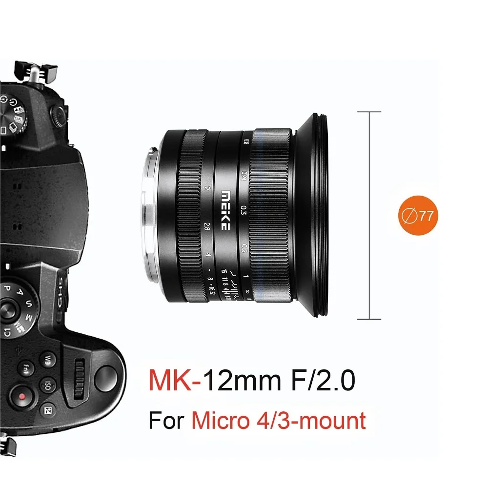 Meike 12mm f2.0 Ultra Wide Angle Manual Fixed Lens for Panasonic Olympus M4/3 Mount G7 GH5 GH6 OM-D E-M5 E-M1 OMD-EM10 E-PL1 GH4