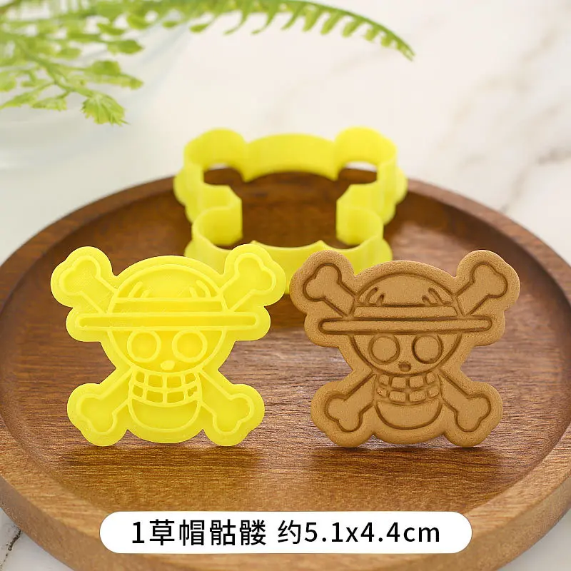 Anime One Piece Cookie Cutters Plastic 3D Figure Luffy Shape Pressable Biscuit Mold Cookie Stamp Kitchen Baking Pastry Bakeware