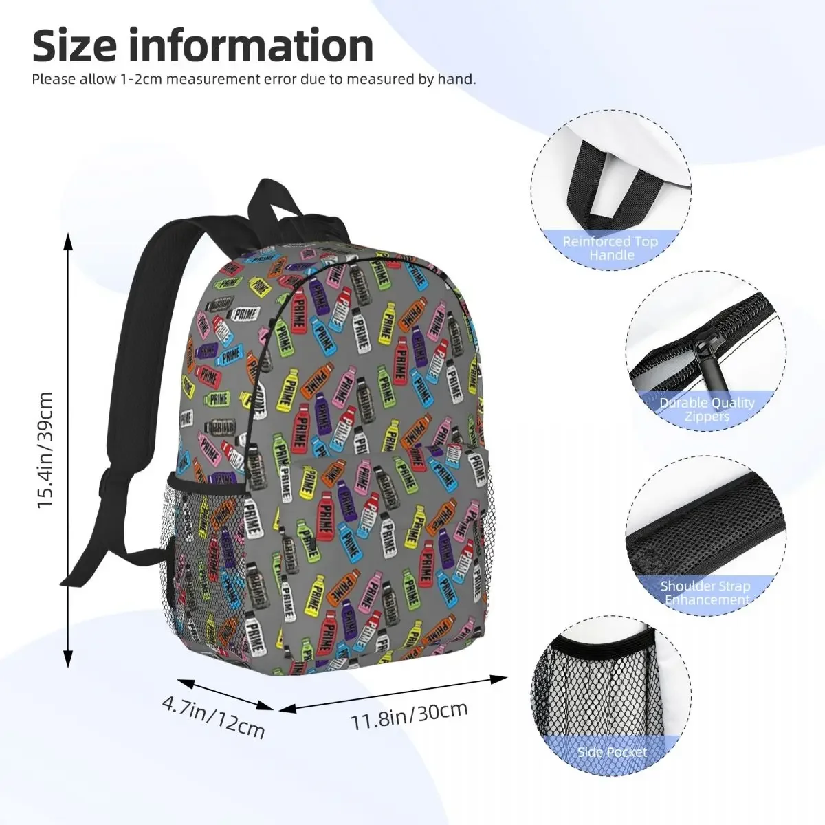 Prime Hydration Backpacks Boys Girls Bookbag Casual Children School Bags Travel Rucksack Shoulder Bag Large Capacity