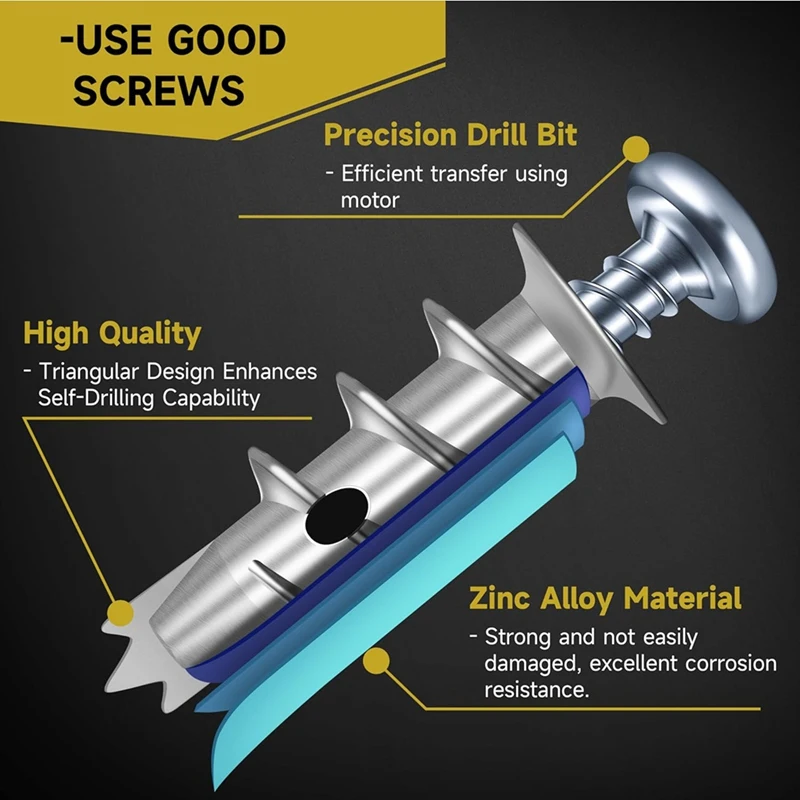 Zinc Self Drilling Drywall Anchors, Hollow Wall Anchor & Screw Kit, Drywall Screws, Heavy Duty Metal Wall Anchors