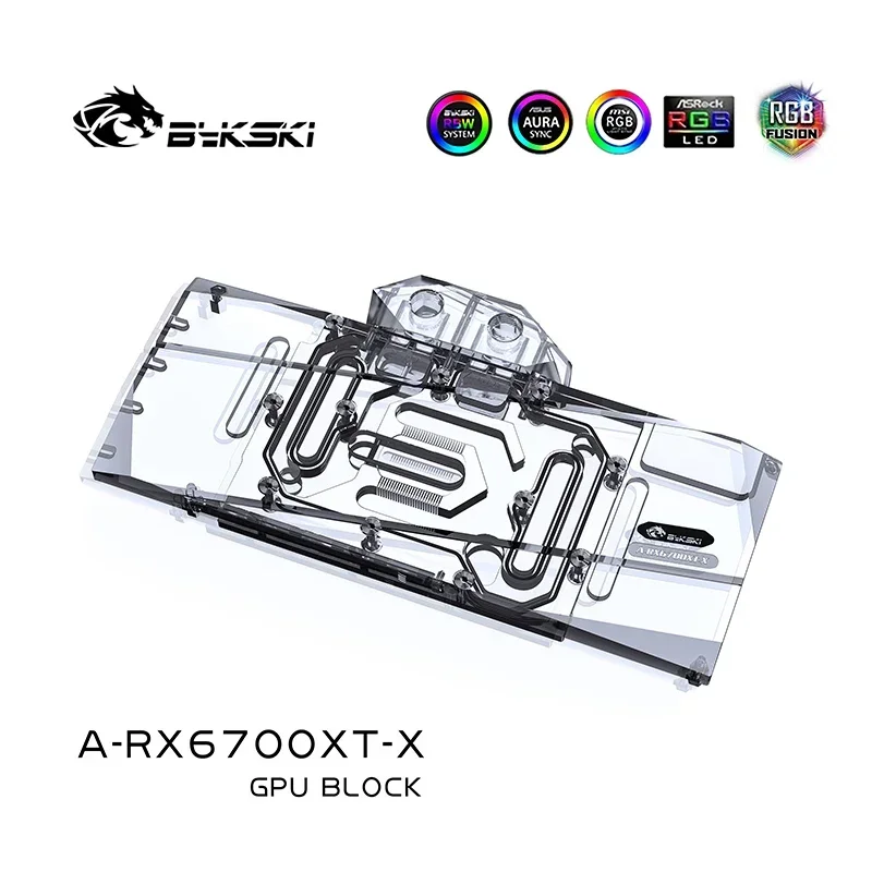 Bykski rx 6700 gpu bloco de água para amd rx 6700xt safira xfx asrock placa vídeo/vga radiador cobre/12v 5v A-RX6700XT-X