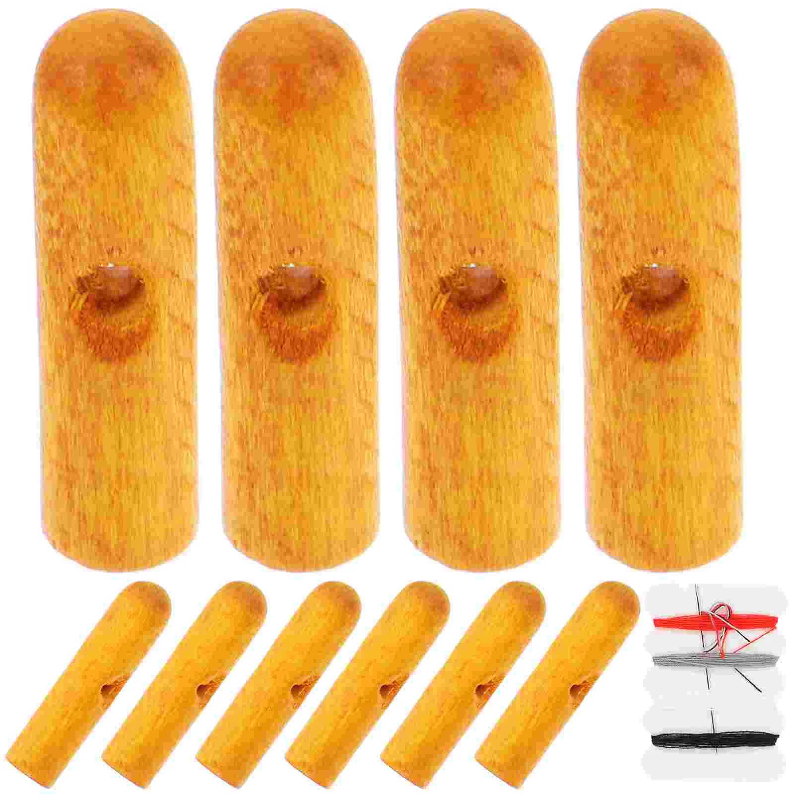 

10 Pcs Long Handle Umbrella Tail Beads Parts Folding Wood Bone Covers for Wooden