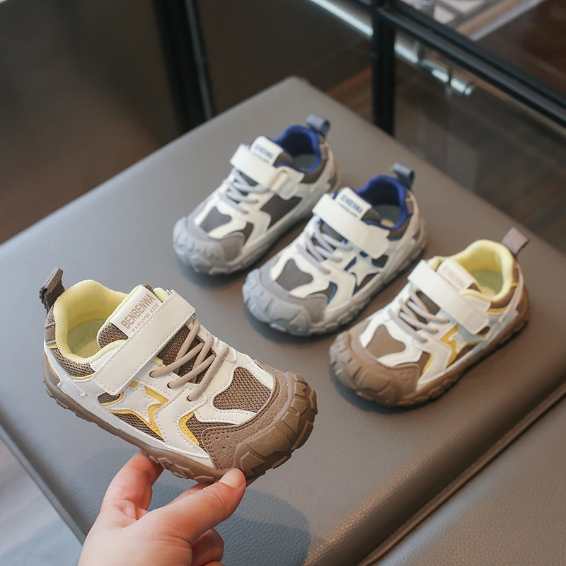 Kinder-Sneaker mit Klettverschluss, leichte Sportschuhe für Kleinkinder, Jungen und Mädchen, Frühling/Herbst, atmungsaktive Mesh-Patchwork-Schuhe – Detail 2