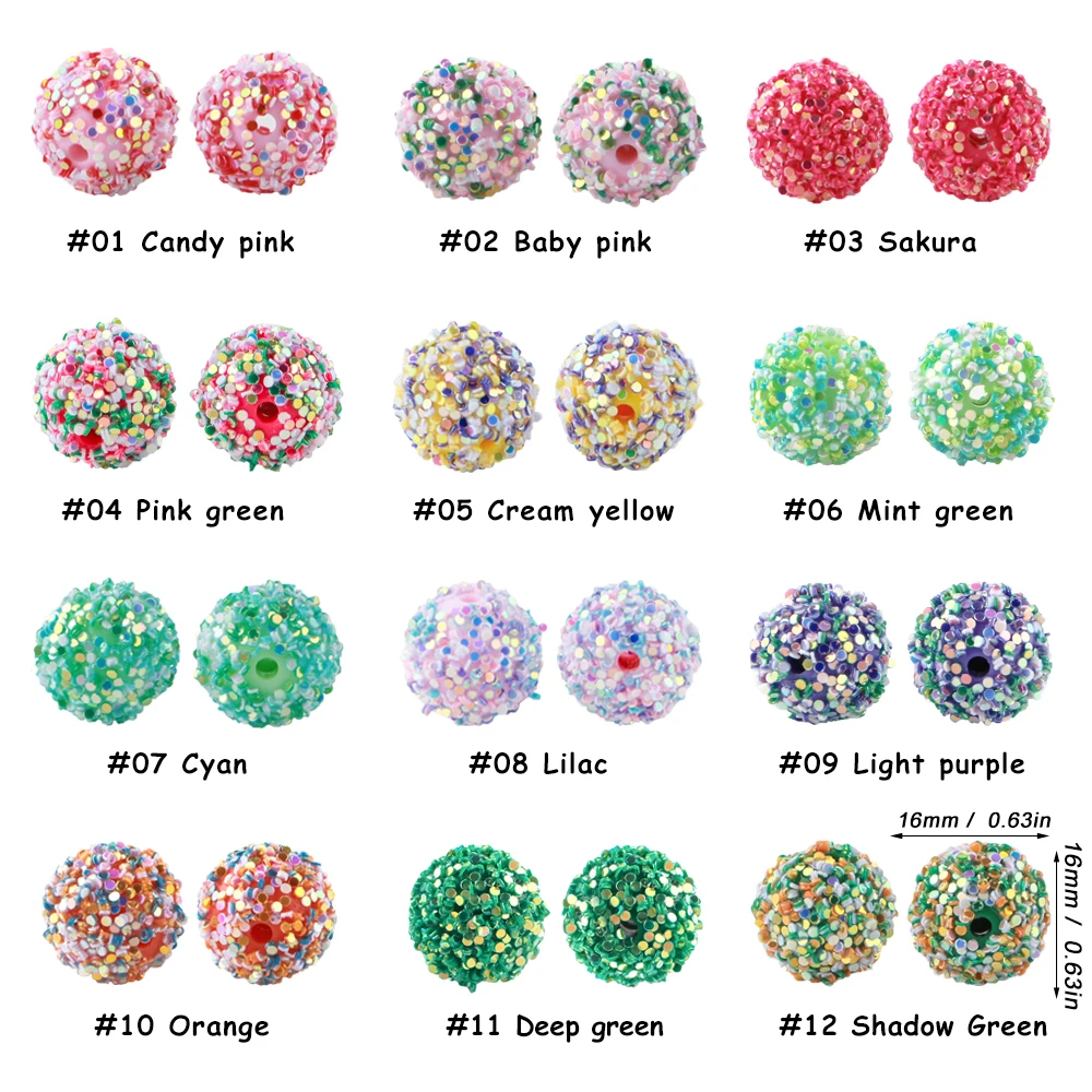 25Pcs/Lot 16MM Acrylic Lnlaid Sequins Beads For DIY Jewelry, Necklaces, Bracelets And Other Handmade Accessories