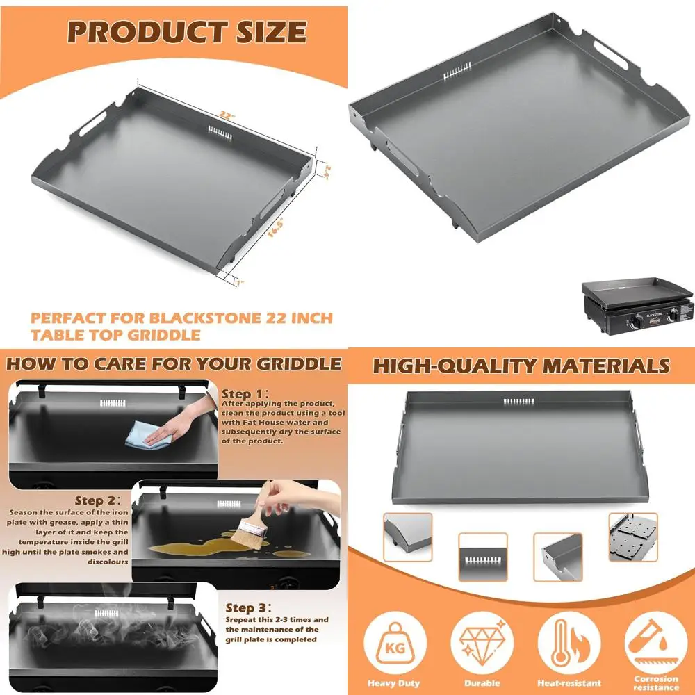 

22 Griddle Top Replacement for Blackstone 22 Tabletop Grills with Rear Grease Drain