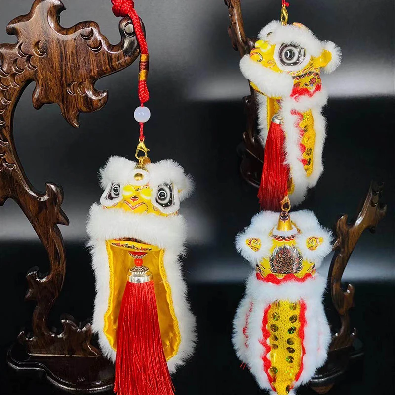 Lion Dance Car Hanging Ornaments Chinese Dance Lion Pendant Home Door Knob Spring Festival Decor Lucky Charms