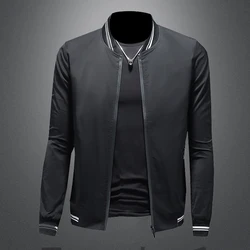 Korean style spring and autumn baseball jersey, high-quality solid color zipper jacket, fashionable casual men's jacket