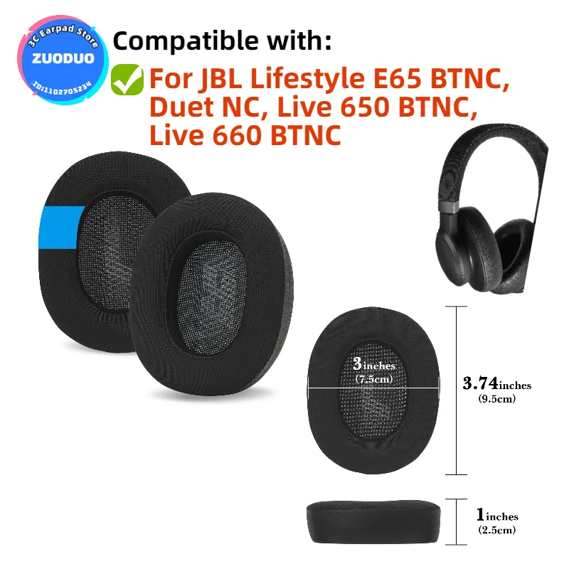 

Replacement Foam Ear Pads Cushions for JBL Lifestyle E65 BTNC, Duet NC, Live 650 BTNC, Live 660 BTNC Headphones Earpad
