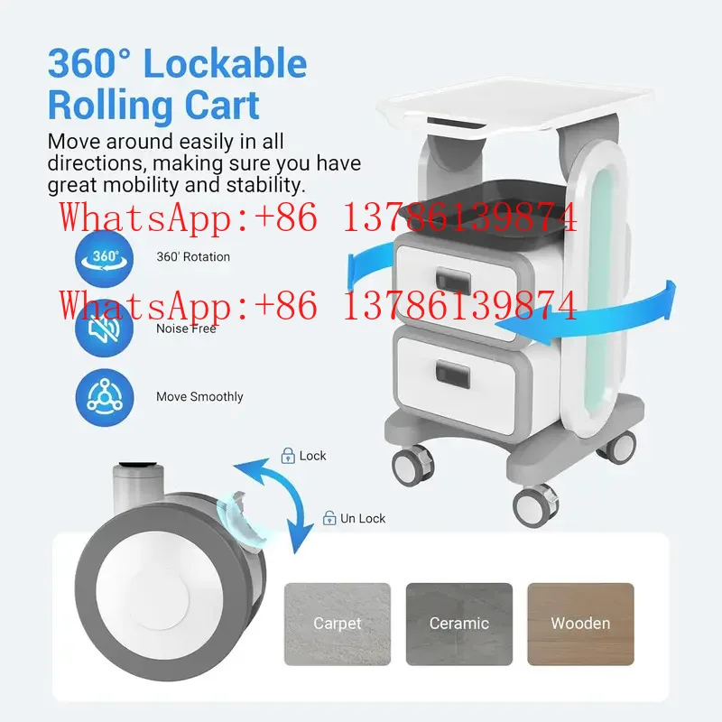 

Тележка для хранения автомобиля сканера изображений, мобильная медицинская тележка, нагрузка 130 фунтов, профессиональная