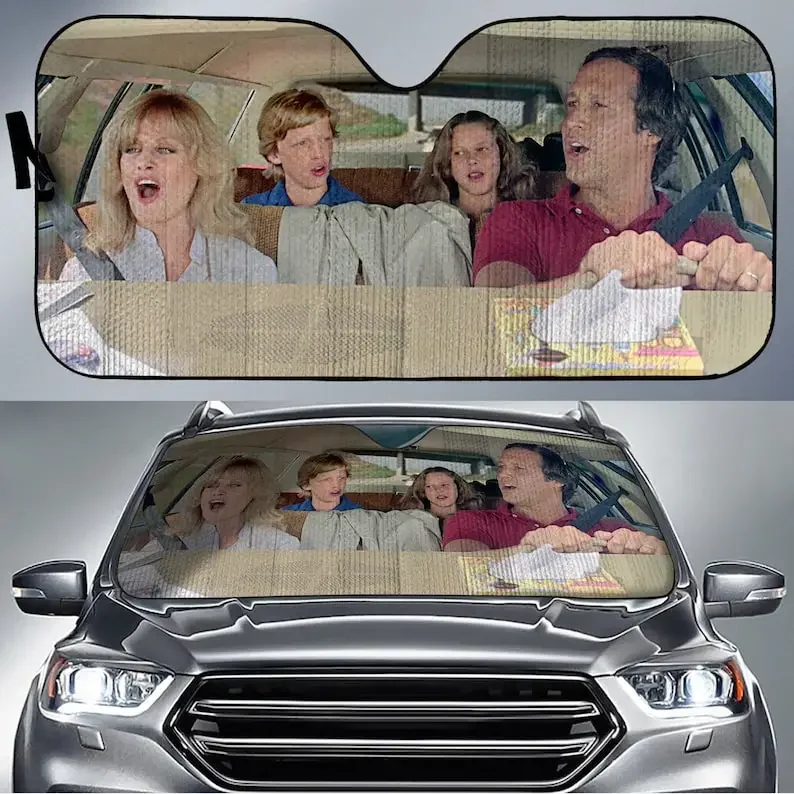 Griswold Family Vacation Car Sunshade, Summer Vacation 80s Movie Auto Sunshade, Family Road Trip Car Shade T2446