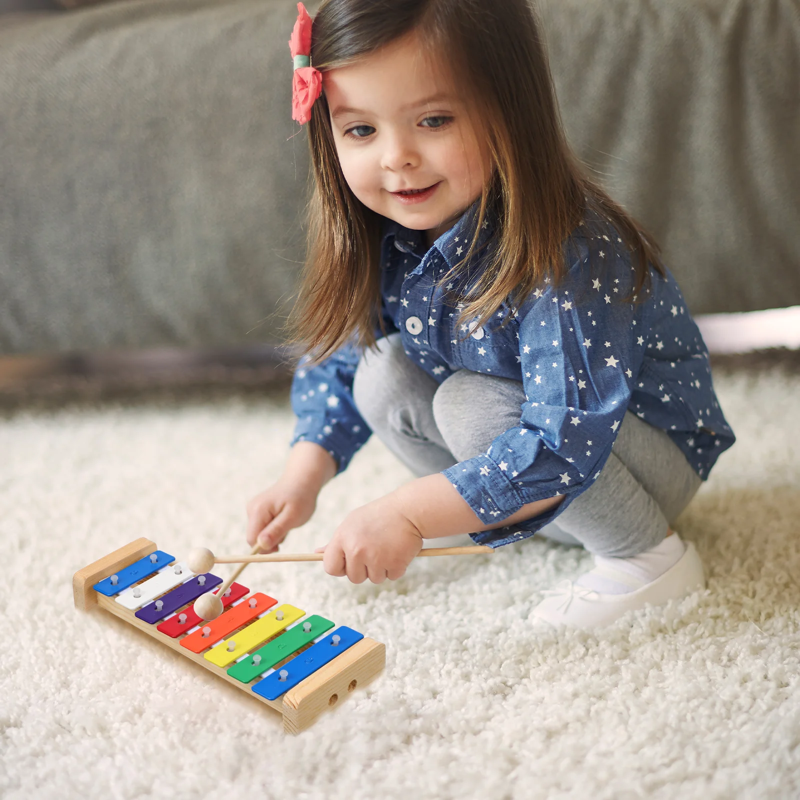 

1 Set Xylophone Instrument Kids Xylophone Large Marimba Metal Material Clear Sound Educational Music For Toddlers Cognitive