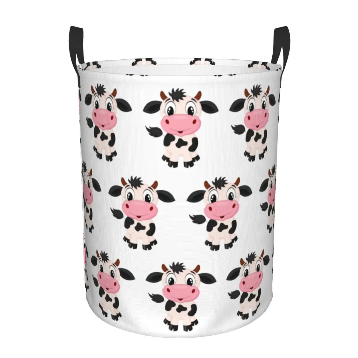 Custom Cute Cartoon Milk Cow Laundry Hamper Large Clothes Storage Basket Toys Bin Organizer for Boy Girl