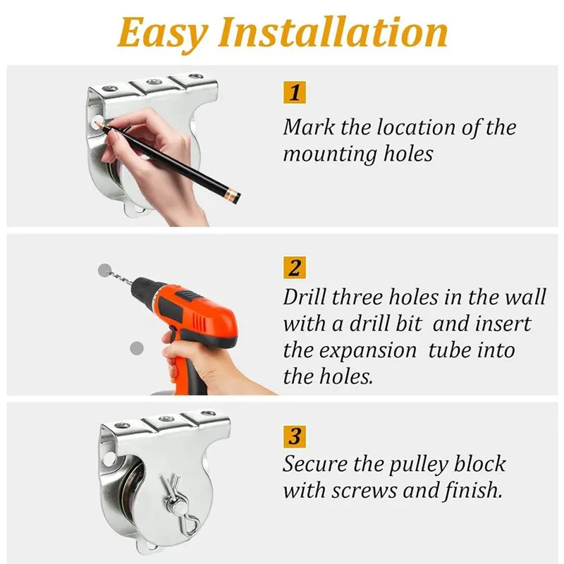 M11K-Wall Ceiling Mount Single Pulley 38MM Fixed Wheel Block, Wall Mount Pulley 12PCS Wall Mounted Pulley Wheel Groove