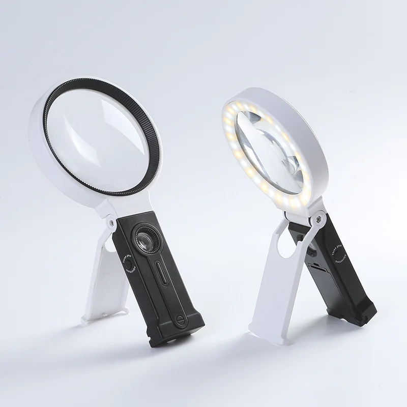 3.5X/5X/10X Handheld Folding Dual-Purpose Magnifier with LED light HD high magnification for Reading Maintenance