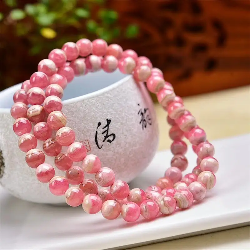 

6MM Natural Red Lace Agate Bead Bracelet Handmade Crystal Jewelry Stretch Bangle Children Birthday Gift 1PCS