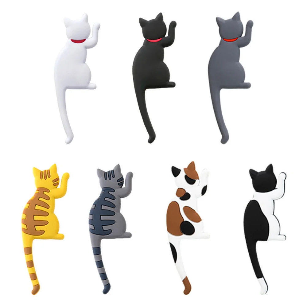 Fridge Magnet Hook strong magnetic hook traceless removable Japanese creative cartoon cat tail refrigerator sticker hook