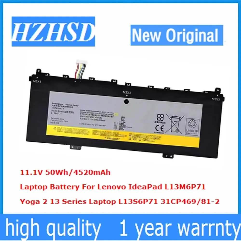 L13M6P71 11,1 V 50Wh 4520Mah Nueva BateríA Original Para Ordenador PortáTil Lenovo Ideapad Yoga 2 13 Series Laptop L13S6P71 31CP469/81-2