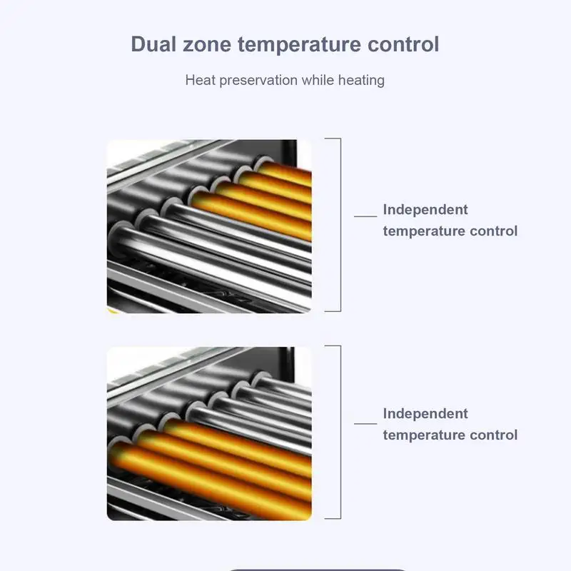 Hotdog Roller Grill 10 Rollers Sausage Grill Cooker Machine 1700W Stainless Steel with Dual Temp Control 27 Hot Dogs Capacity