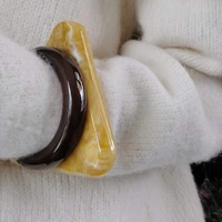 New Vintage Triangle Round Geometry Resin cuff Bangles Charm Hyperbole Marble Pattern Bracelets For Women Indian Party Jewelry