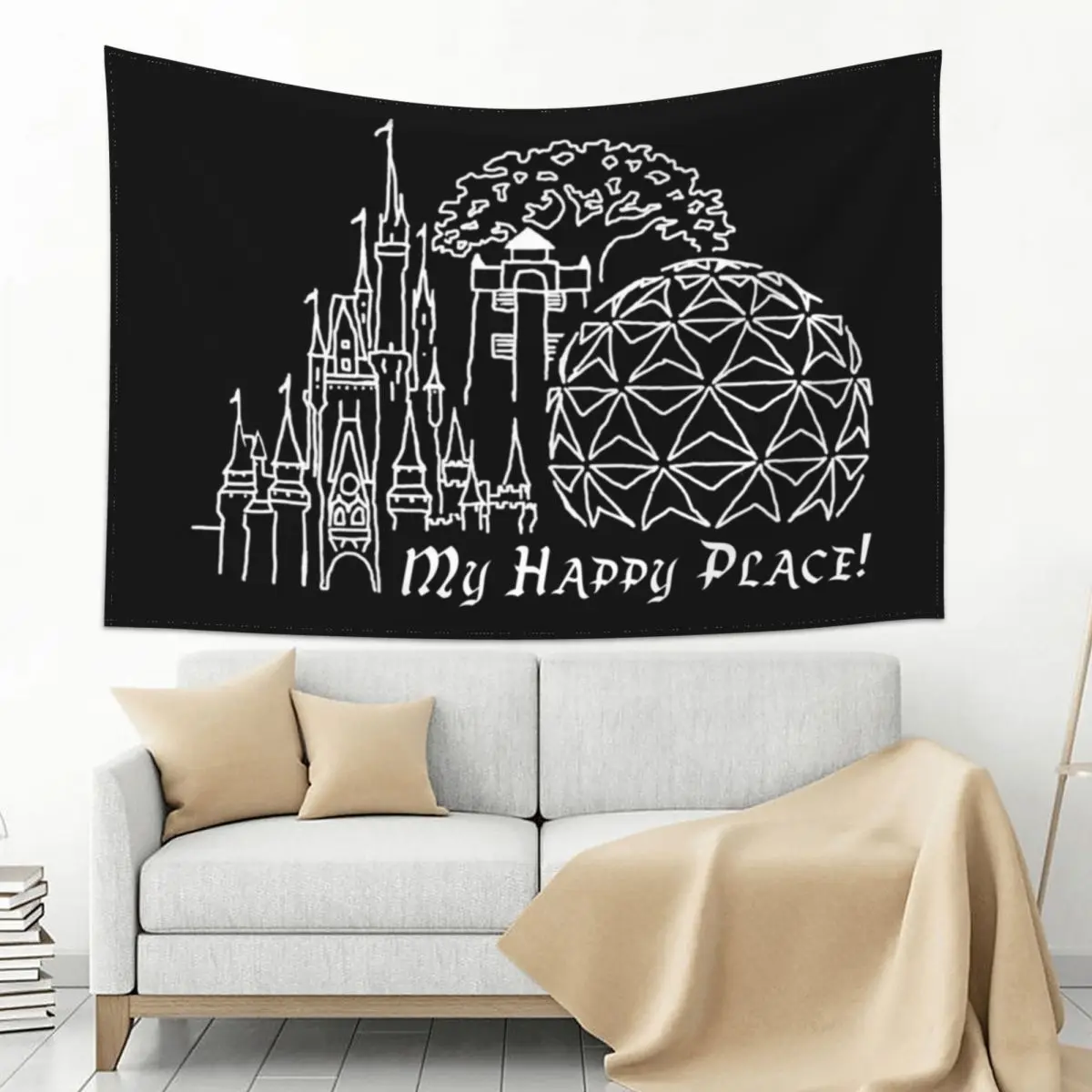 

My Happy Place - for Dark Background Items Tapestry Aesthetic Home Decor Hanging Wall Anime Decor Things To The Room Tapestry