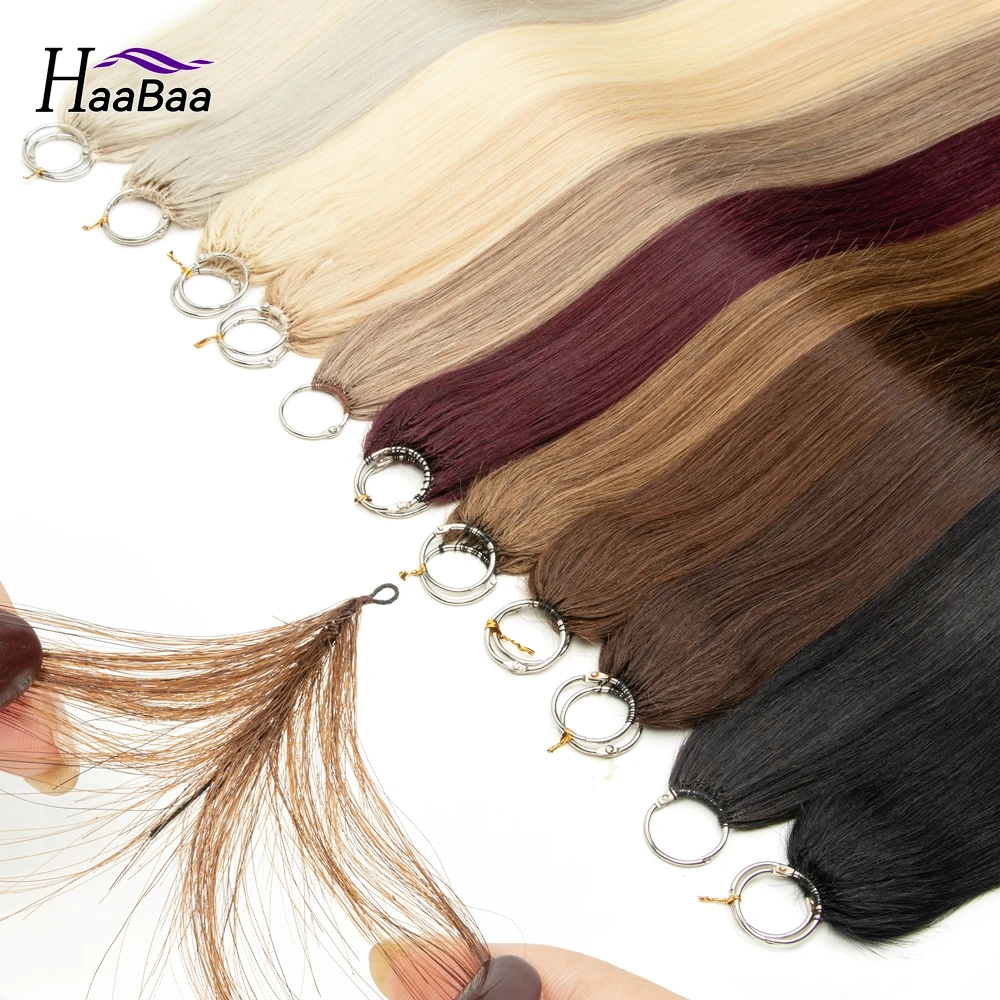 Extensiones de cabello de plumas rubias, máquina recta, Remy, Micro anudado, cabello humano, 16 "-22", 40 unids/lote por paquete