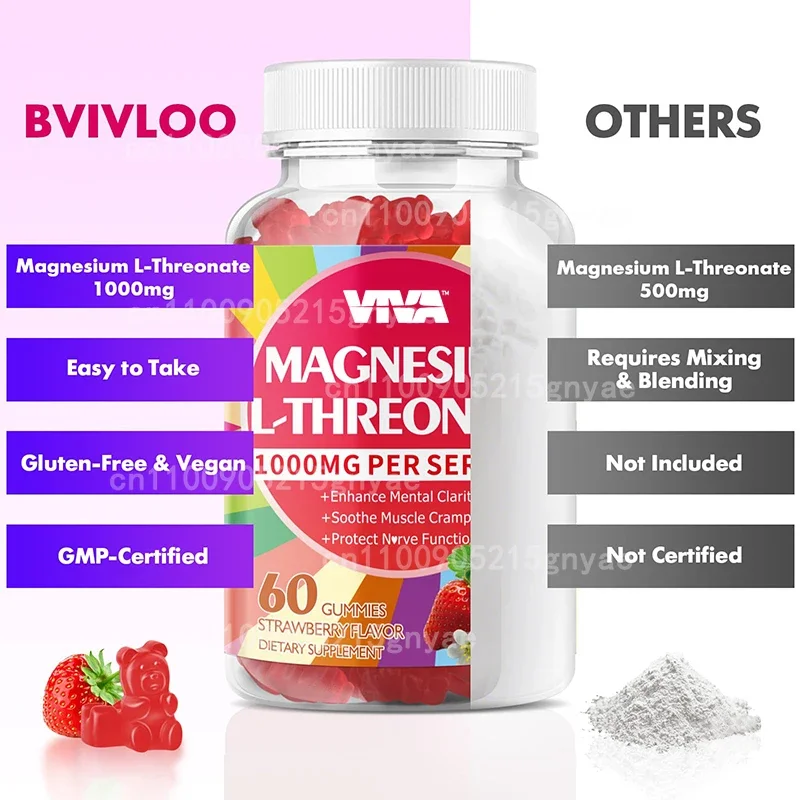 

Glycine Magnesium Gummies - Sugar Free Magnesium Potassium Supplements Containing Vitamin D B6、 Coenzyme Q10-60 Capsules