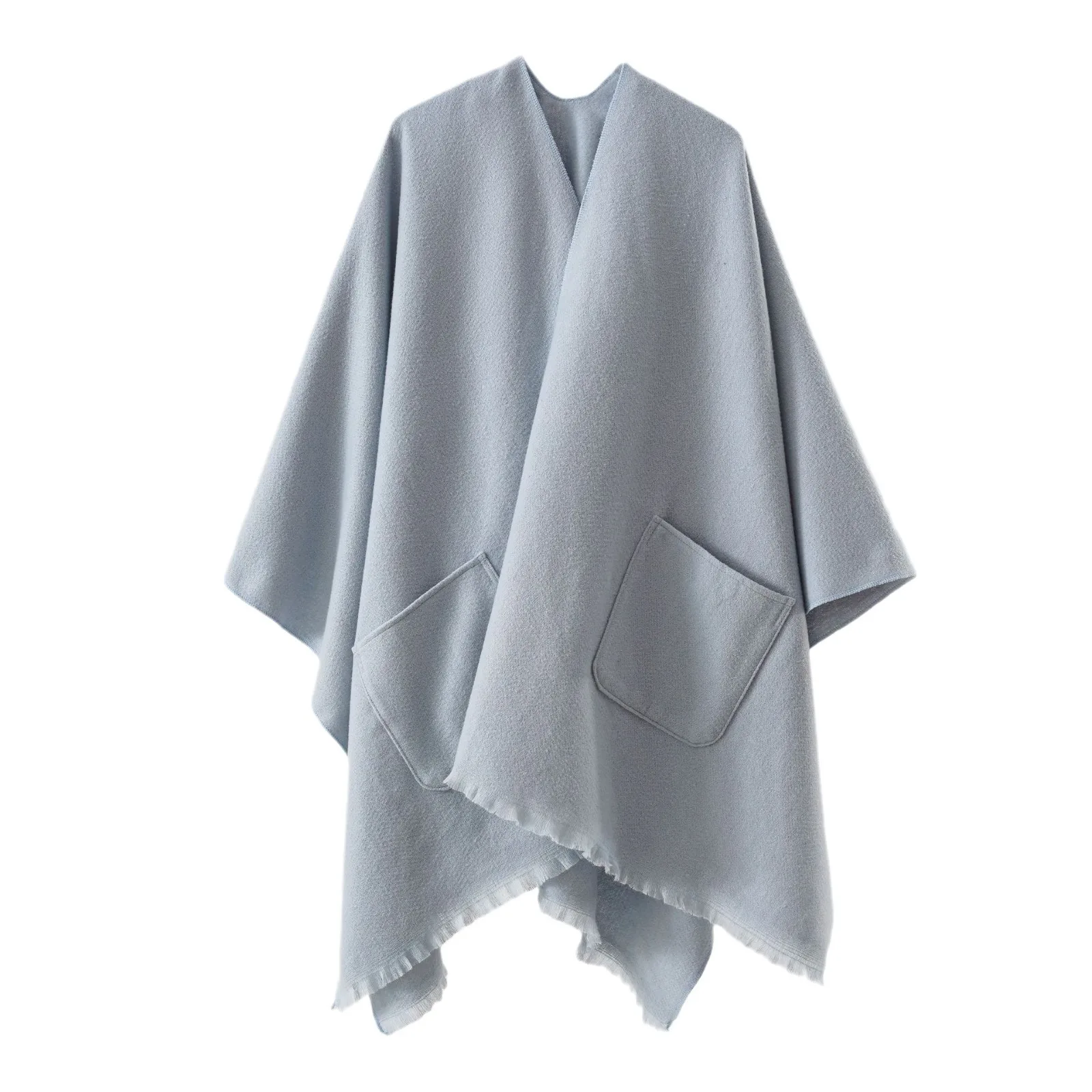 New cross-border Europe and the United States pure color shawl simple pocket warm Cape Europe and the United States high-end tra