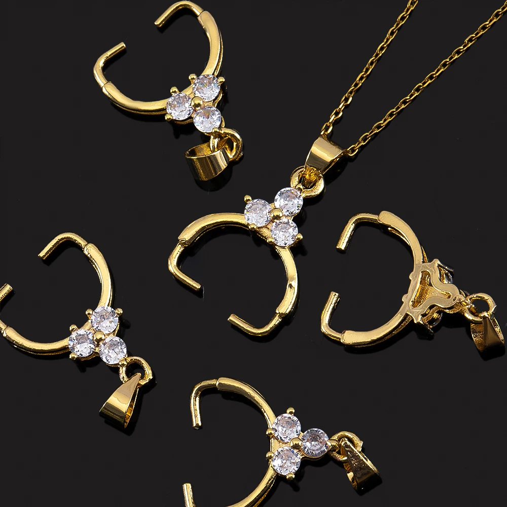 

2PCS 6PCS KC Gold Plated Brass With Zircon Pendant Pinch Bail For Necklace Making Accessories Bail For DIY Jewelry Materials